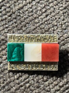Vintage Soviet USSR Tri-Color Stone Pin with Gold Tone Accents